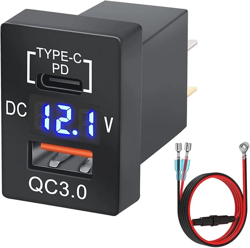 Bluejw Dual USB Car Charger for Toyota, Quick Charge 3.0 & USB-C PD Fast Automobile Charger Adapter - Image 4